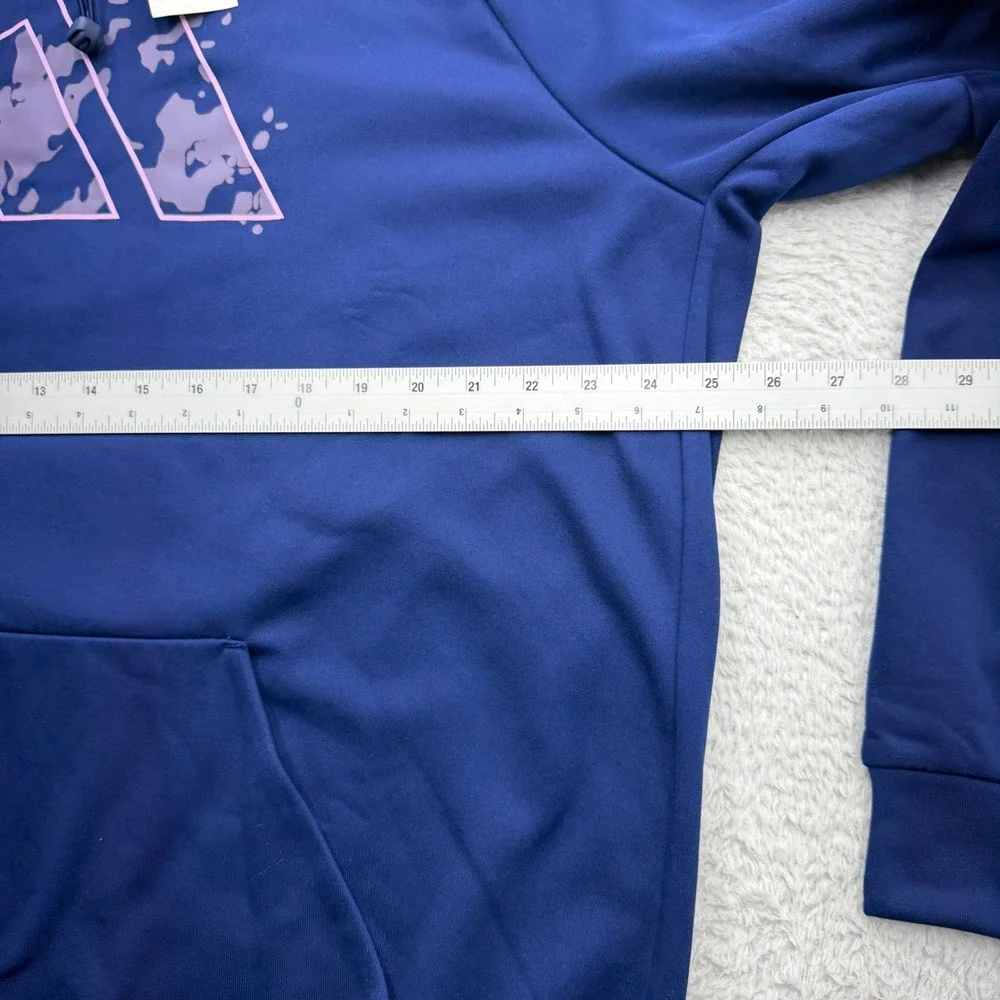 Adidas Mens Training Hoodie Dark Blue Bliss Lila Graphic Logo XL IM1770 NWT